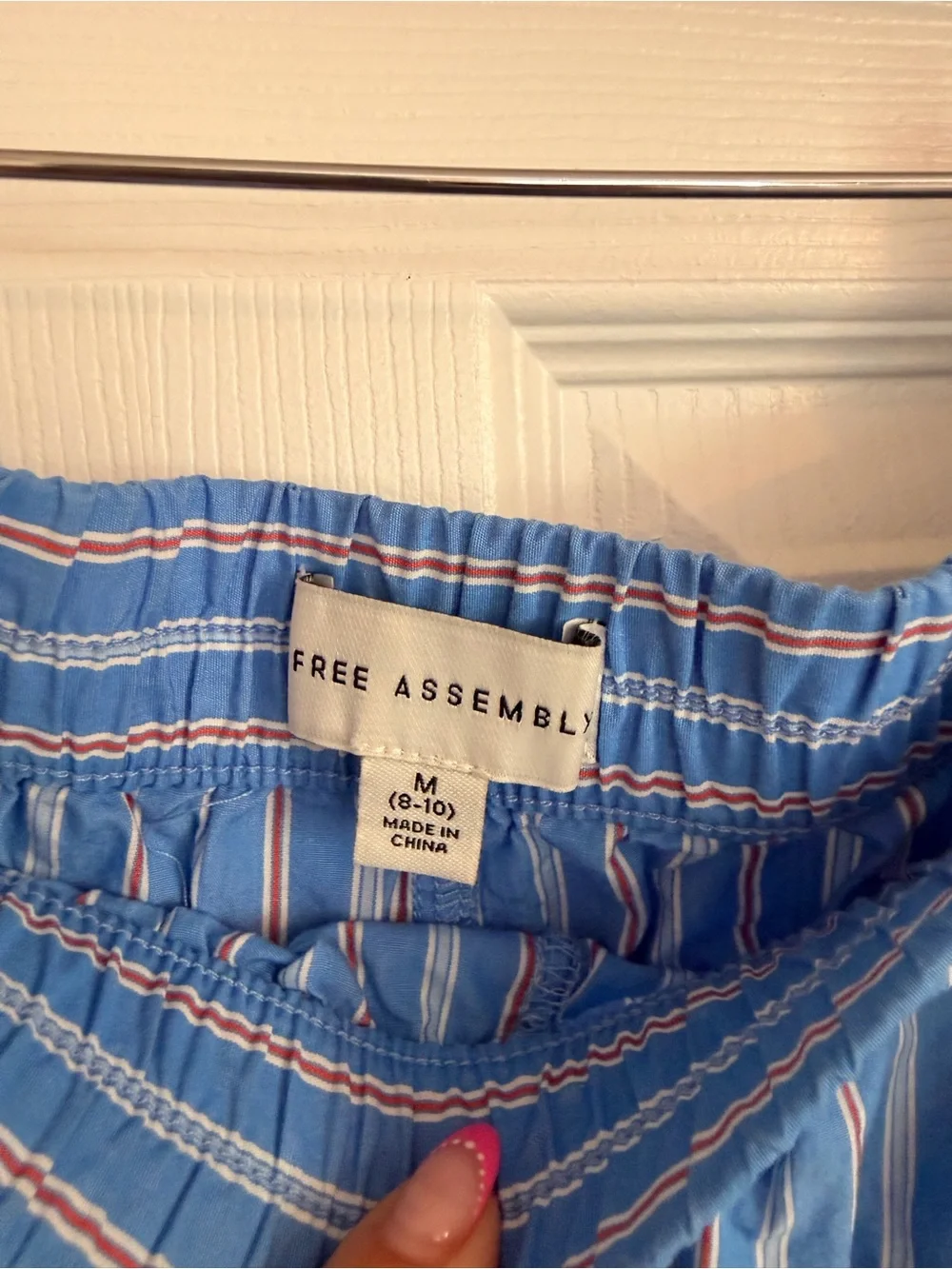 Free Assembly Blue Striped Elastic Waist Athletic Shorts